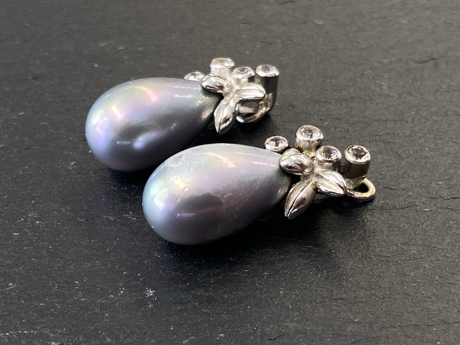 OHRHÄNGER KETTEN ANHÄNGER HÄNGER 925 STERLING SILBER KUNSTPERLEN PERLE GLAS – Bild 5