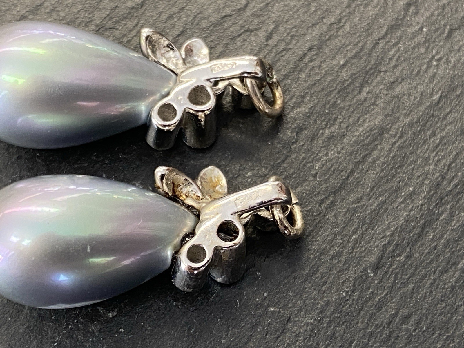 OHRHÄNGER KETTEN ANHÄNGER HÄNGER 925 STERLING SILBER KUNSTPERLEN PERLE GLAS – Bild 9