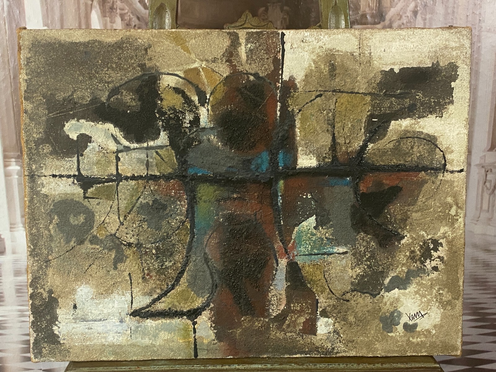 ABSTRAKTES ÖLGEMÄLDE AUF LEINWAND SIGNIERT XAM 69x51cm Pedro QUETGLAS FERRER – Bild 3