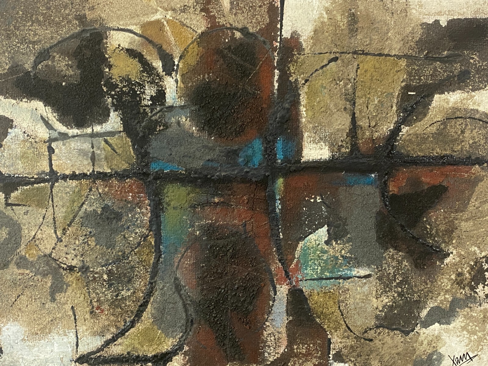 ABSTRAKTES ÖLGEMÄLDE AUF LEINWAND SIGNIERT XAM 69x51cm Pedro QUETGLAS FERRER