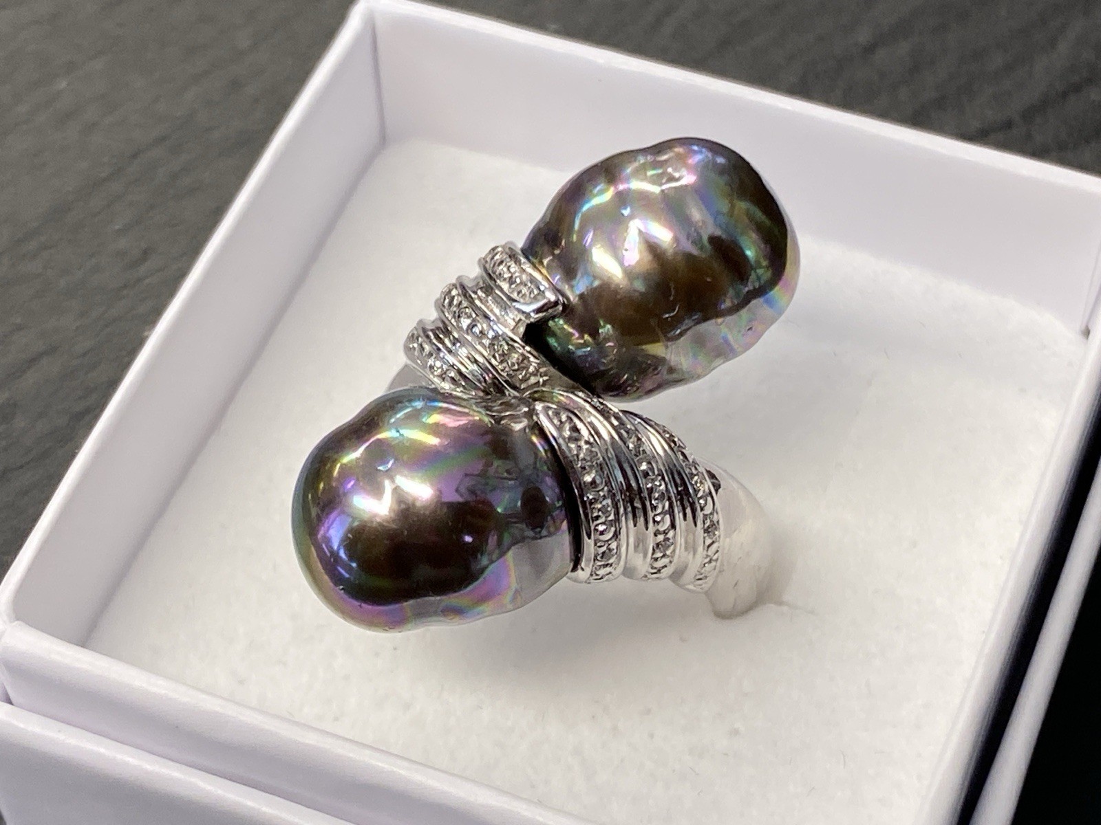 RING KUNSTPERLEN PERLEN PERLE GLASSTEINE GLAS RG 56 925 STERLING SILBER