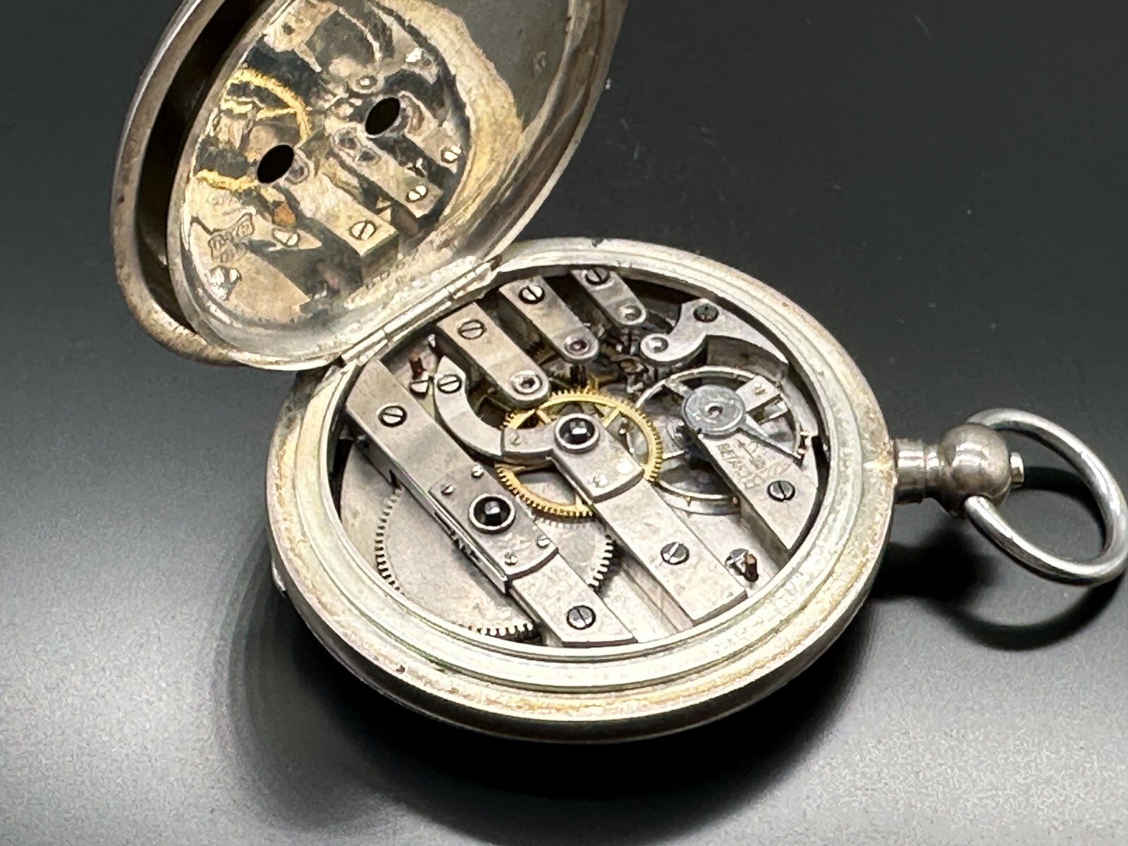 ANTIKE TASCHENUHR AUS SILBER 875 PEGASUS FÜR RUSSLAND 56mm FUNKTIONSFÄHIG – Bild 16