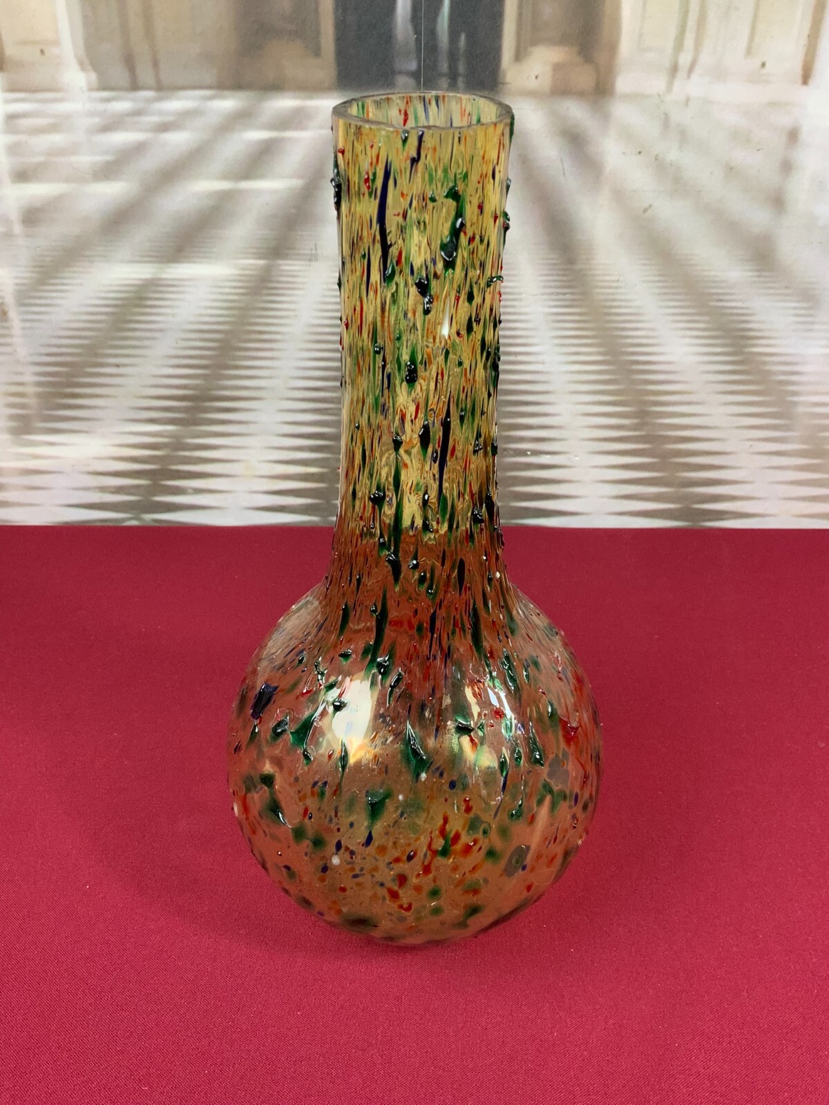 GROSSE VASE AUS GLAS MUNDGEBLASEN HANDARBEIT 30cm HOCH WOHL MURANO