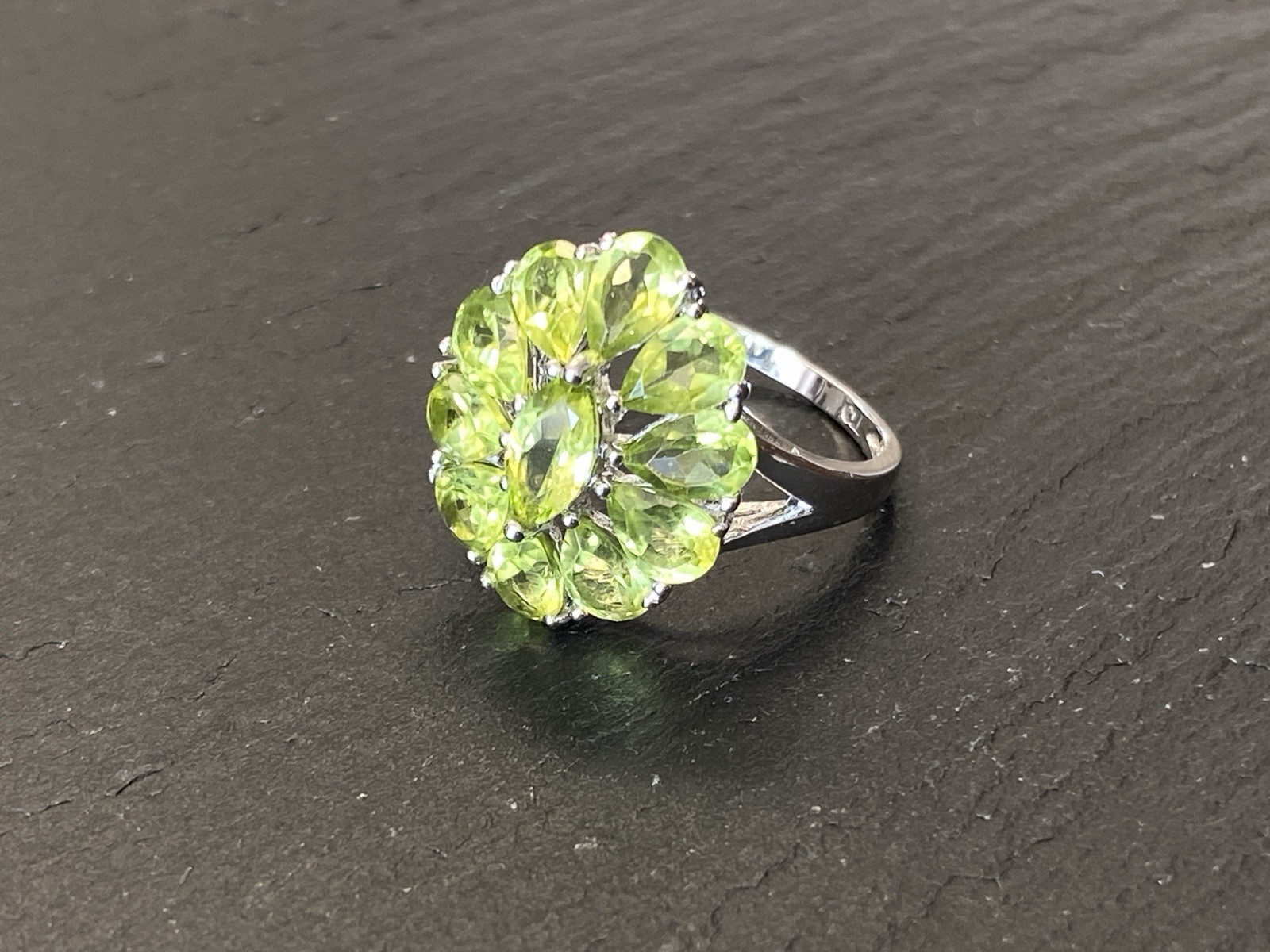 RING 925 STERLING SILBER PERIDOT PERIDOTS BLUMENOPTIK DEKORATIV RG 59