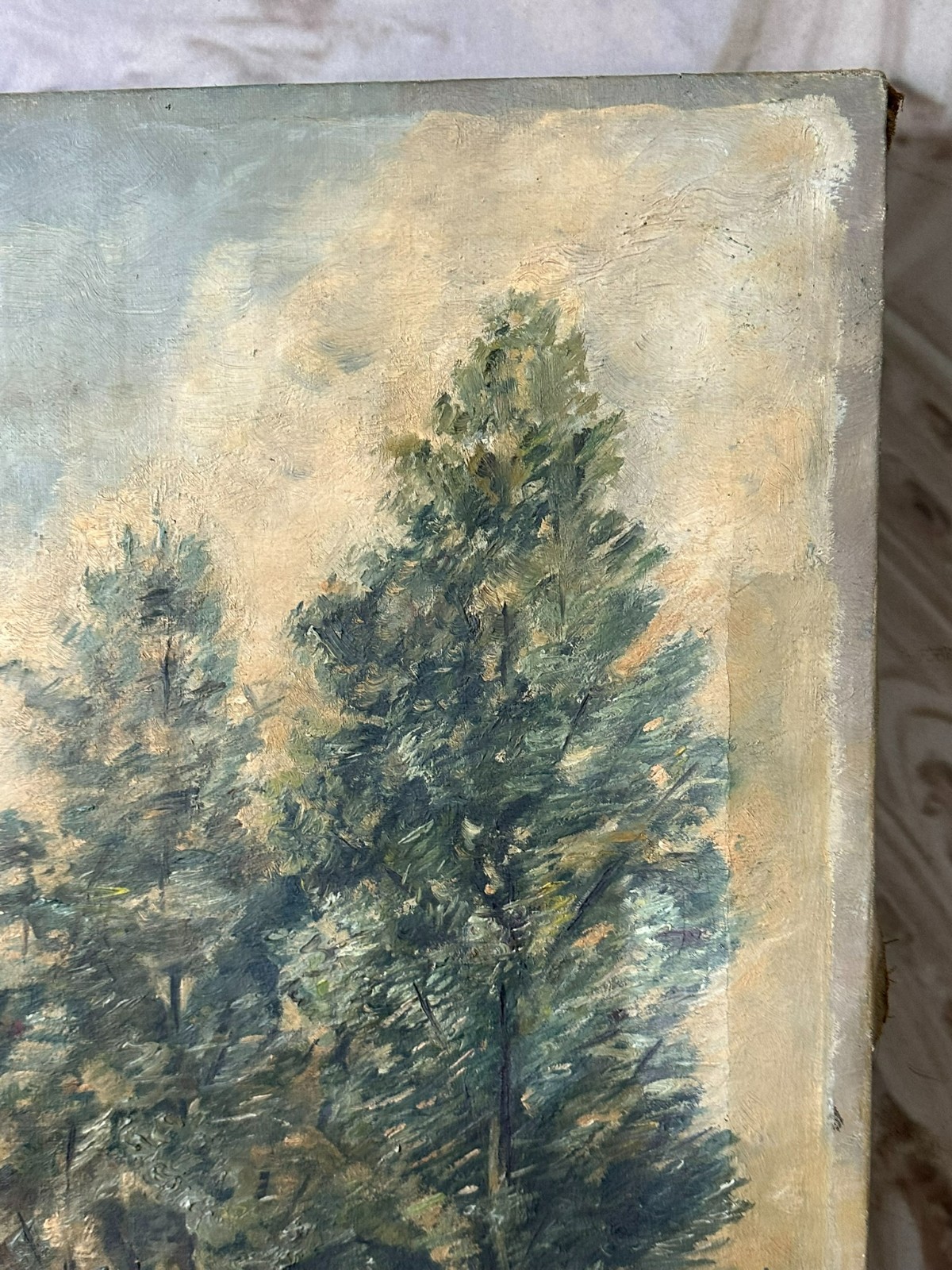 ALTES ÖLGEMÄLDE NICHT SIGNIERT LANDSCHAFT MIT BÄUMEN – Bild 12