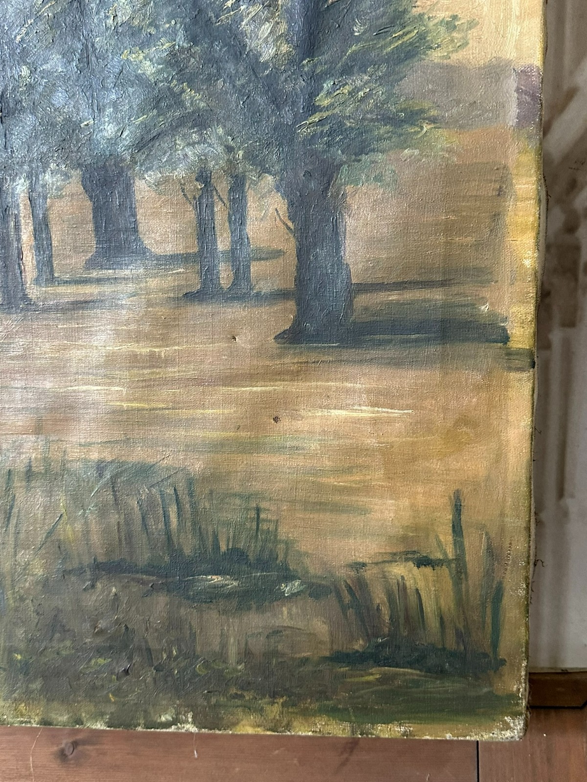 ALTES ÖLGEMÄLDE NICHT SIGNIERT LANDSCHAFT MIT BÄUMEN – Bild 13