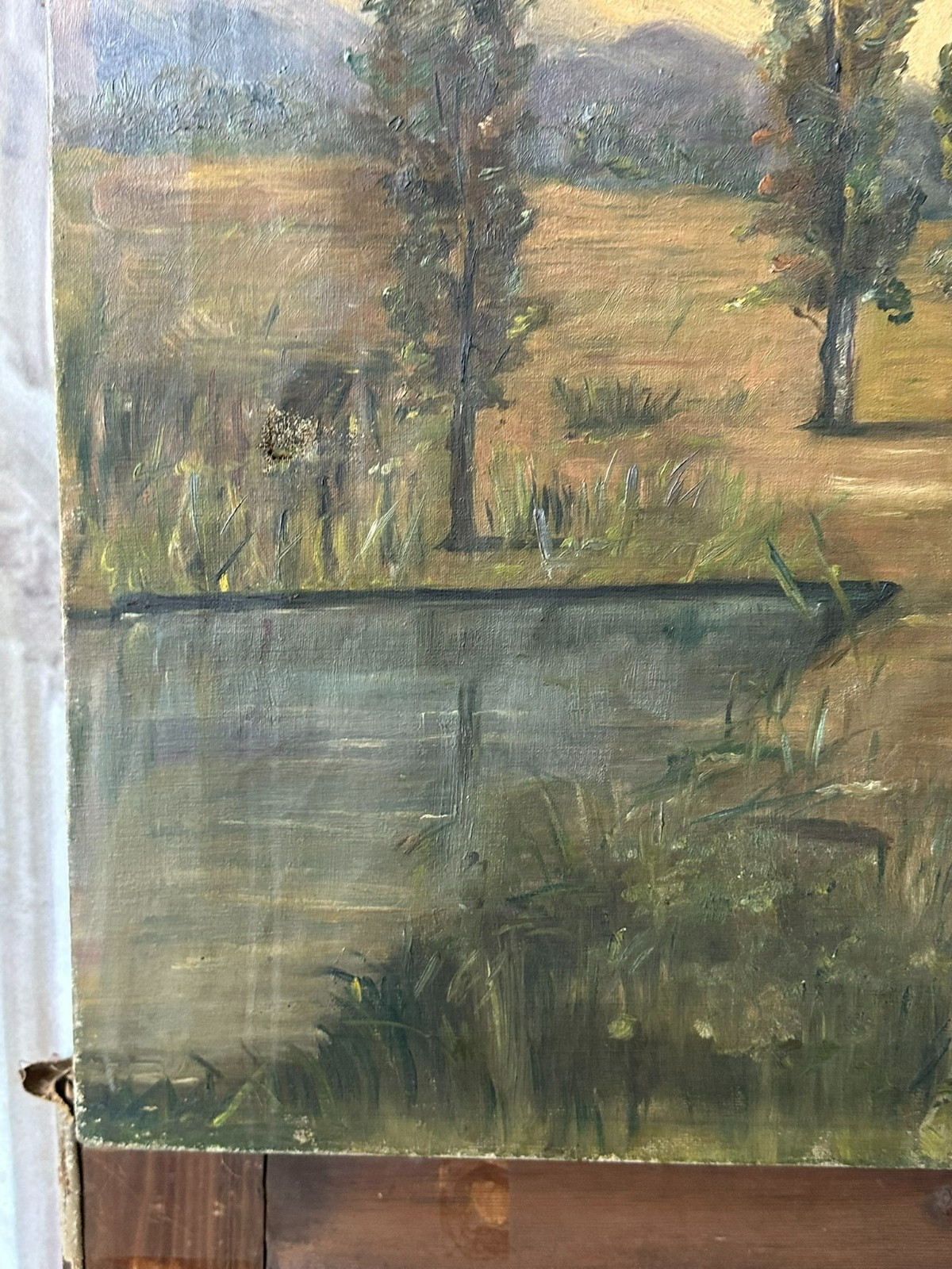 ALTES ÖLGEMÄLDE NICHT SIGNIERT LANDSCHAFT MIT BÄUMEN – Bild 14