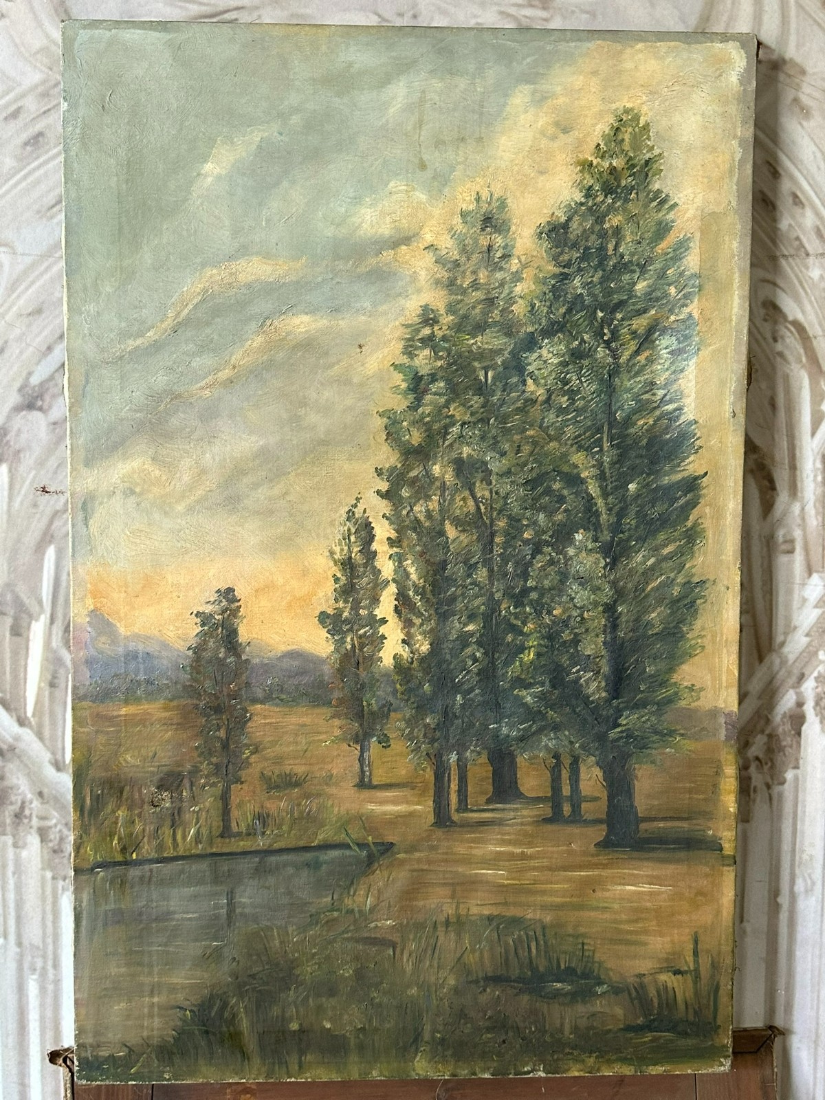 ALTES ÖLGEMÄLDE NICHT SIGNIERT LANDSCHAFT MIT BÄUMEN – Bild 4