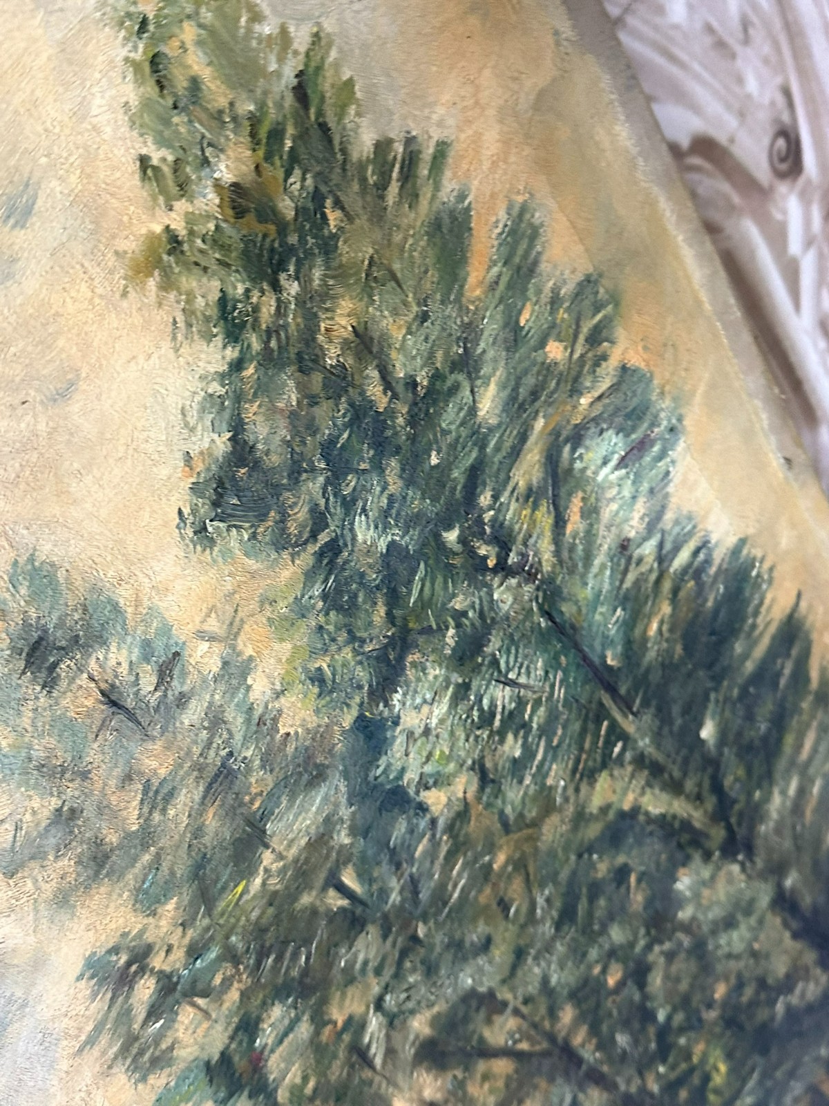 ALTES ÖLGEMÄLDE NICHT SIGNIERT LANDSCHAFT MIT BÄUMEN – Bild 6