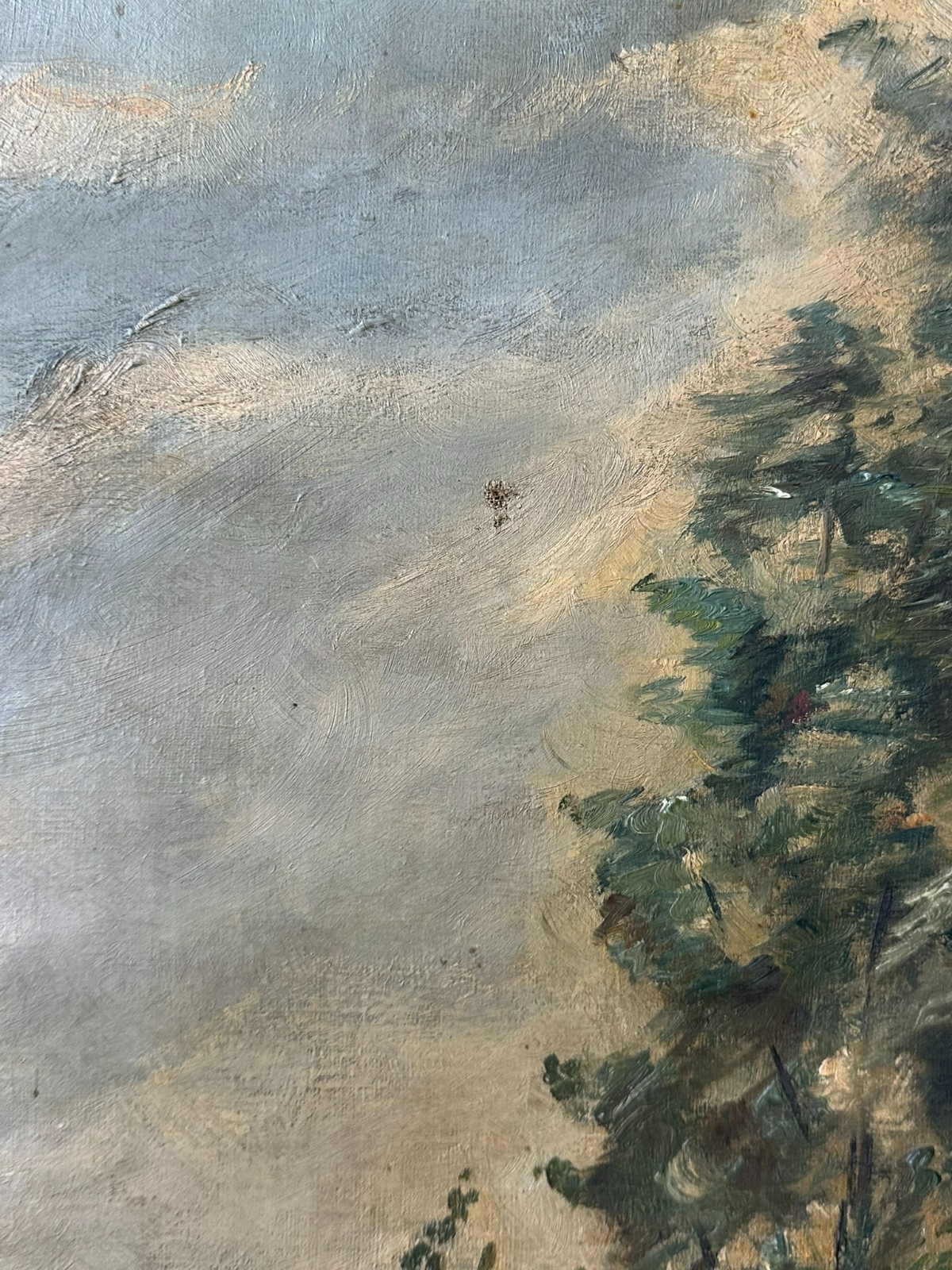 ALTES ÖLGEMÄLDE NICHT SIGNIERT LANDSCHAFT MIT BÄUMEN – Bild 8