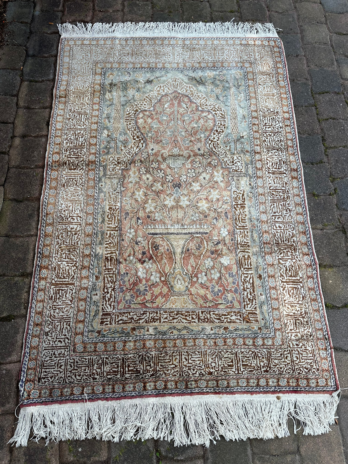 ALTER TÜRKISCHER KAISERY GEBETSTEPPICH TEPPICH WOLLE 209x123cm