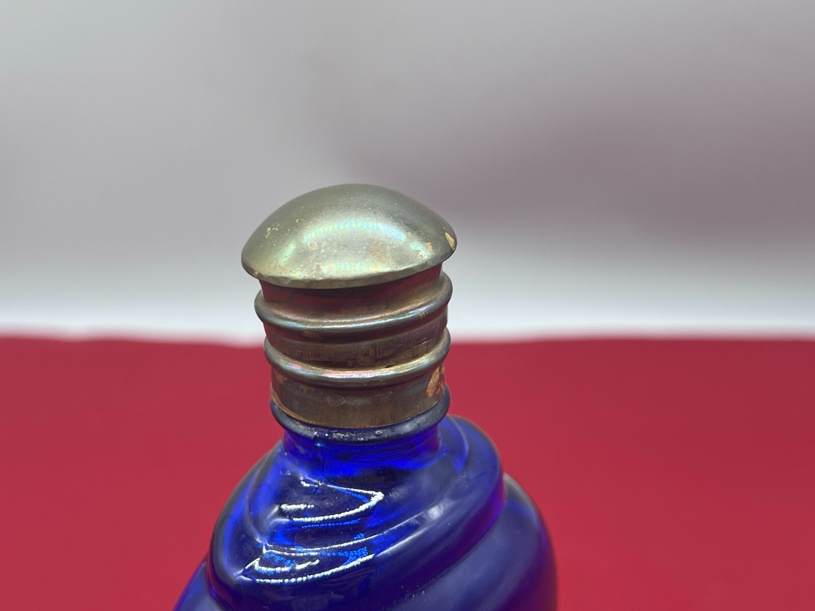 ANTIKE APOTHEKERFLASCHE AUS GLAS MIT KUPFER MONTUR – Bild 6