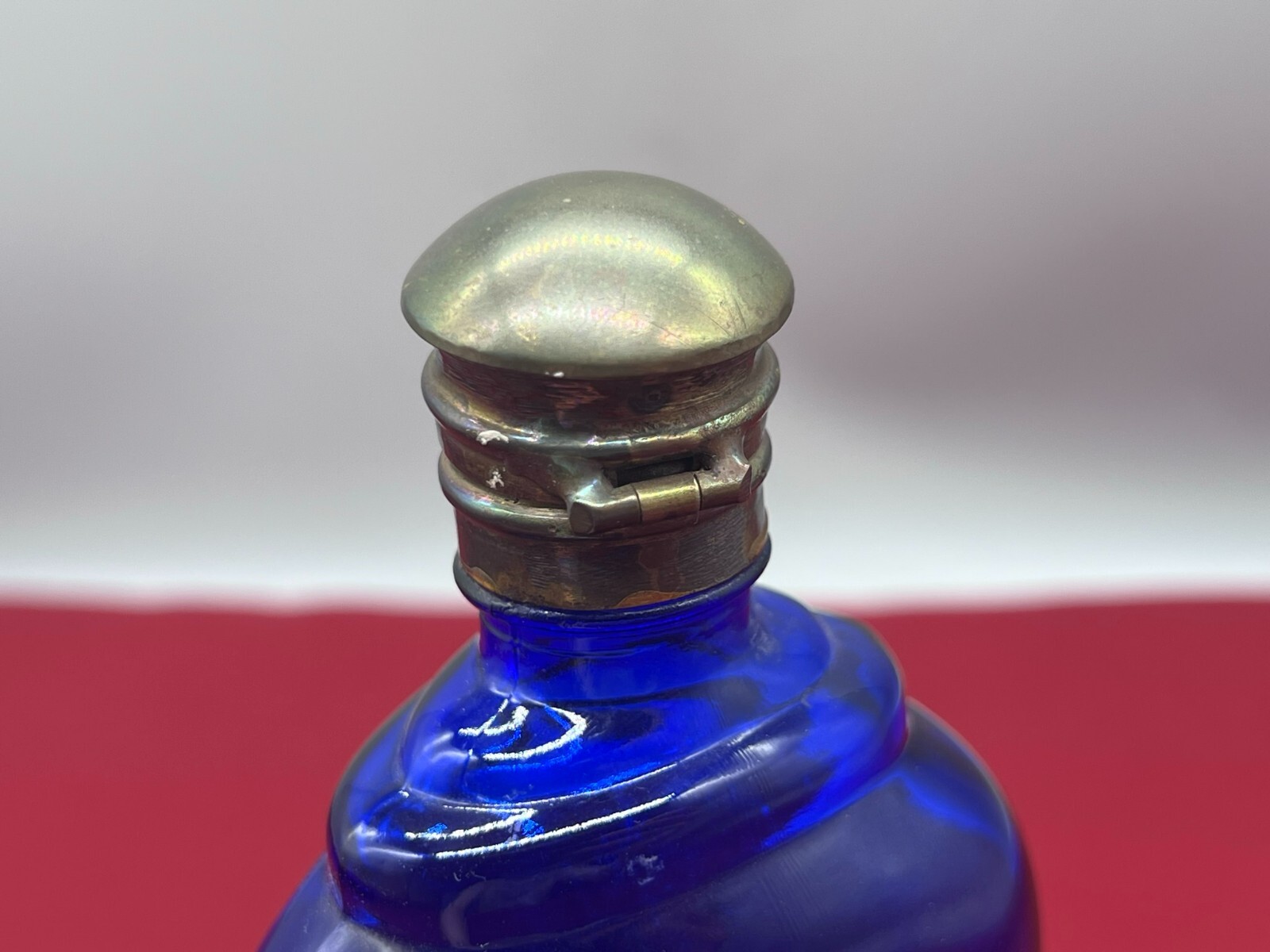 ANTIKE APOTHEKERFLASCHE AUS GLAS MIT KUPFER MONTUR – Bild 8