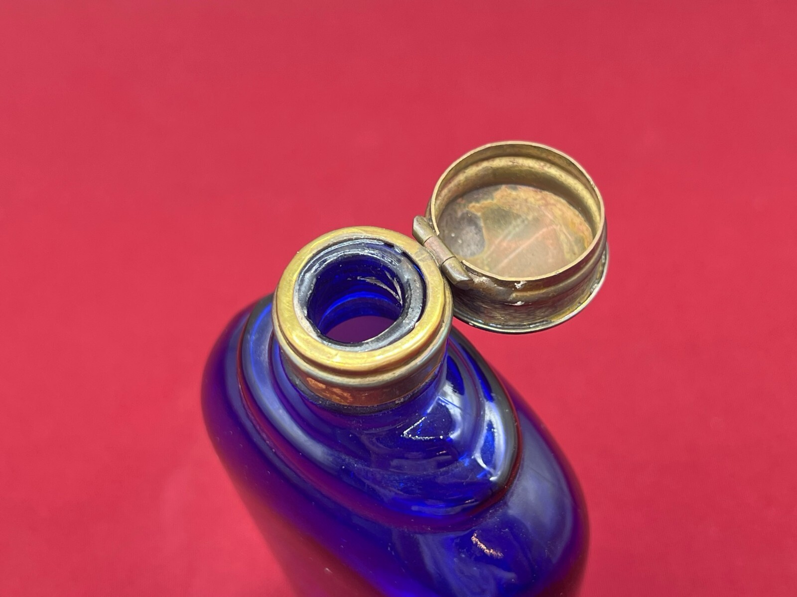 ANTIKE APOTHEKERFLASCHE AUS GLAS MIT KUPFER MONTUR – Bild 9