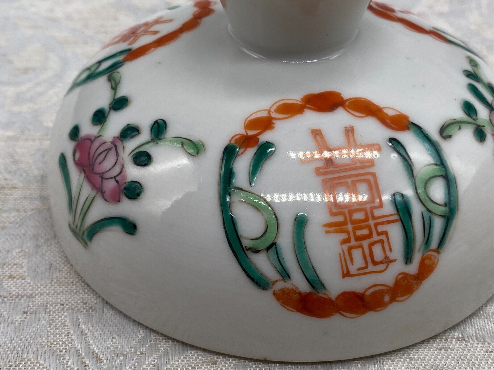 CHINA DECKELDOSE DOSE ANTIK 19 TES JHDT BLUMEN DEKOR HANDBEMALT – Bild 11