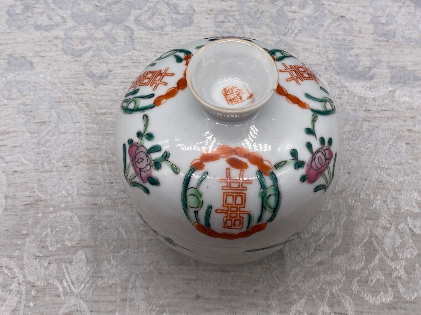 CHINA DECKELDOSE DOSE ANTIK 19 TES JHDT BLUMEN DEKOR HANDBEMALT – Bild 6