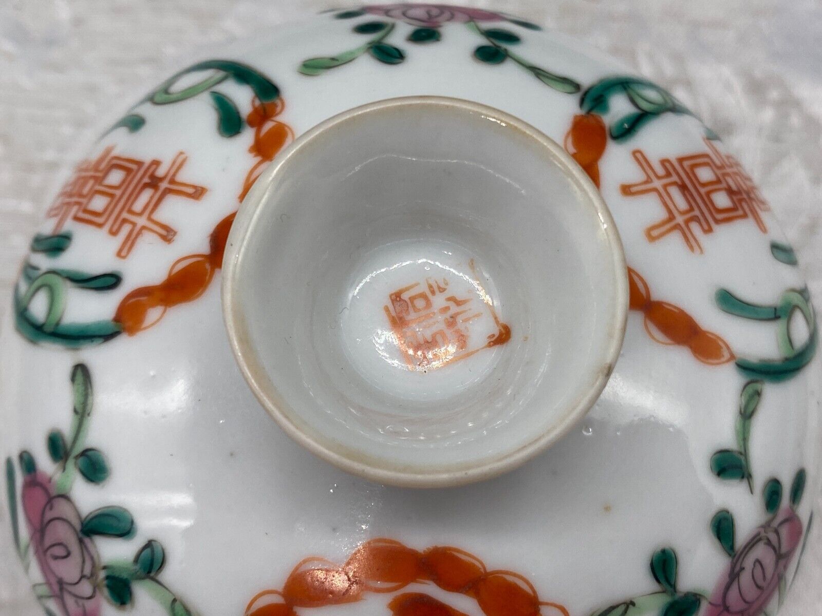 CHINA DECKELDOSE DOSE ANTIK 19 TES JHDT BLUMEN DEKOR HANDBEMALT – Bild 8