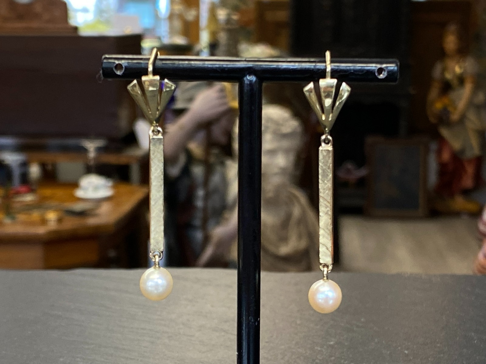 PAAR OHRRINGE AUS WEISSGOLD GOLD 14K 585 7,39g MIT PERLE PERLENOHRRINGE