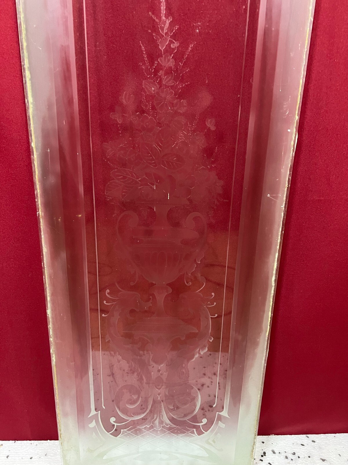 ANTIKE GLASSCHEIBE JUGENDSTIL ORIGINAL UM 1910 BLUMEN AMPHORE 34,6x103,3cm – Bild 10