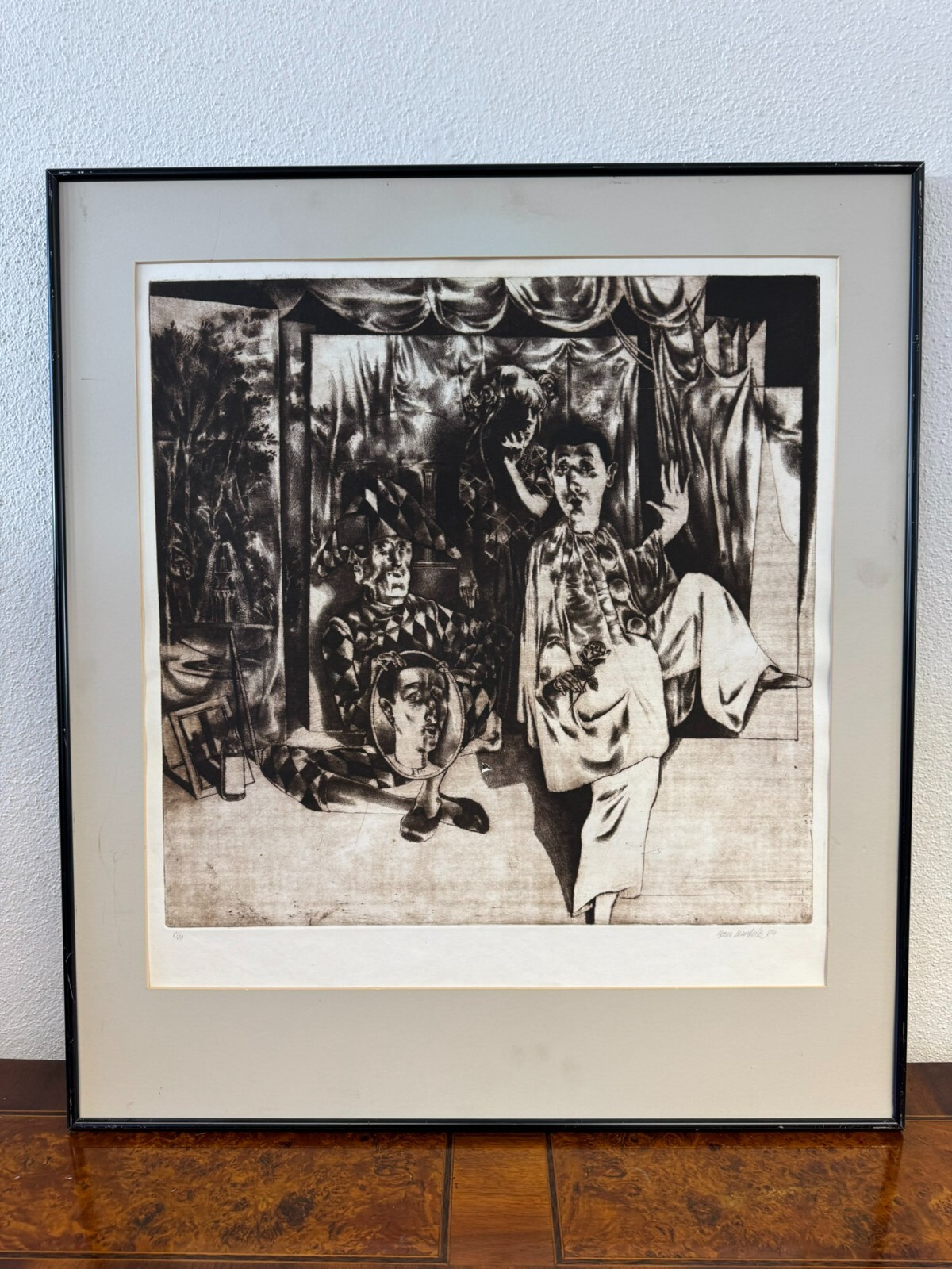 Jan MENTLÍK (1929) SIGNIERTE LITHOGRAFIE EIN VERLIEBTER PIEROT 8/50