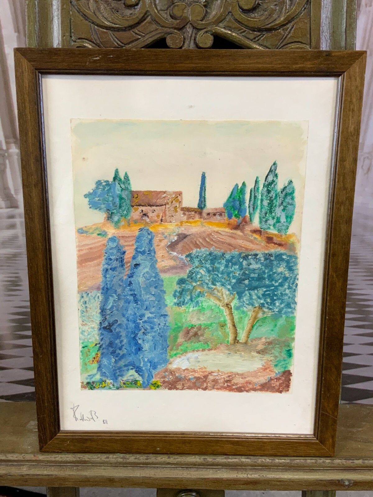 ÖLGEMÄLDE TOSKANA LANDSCHAFT GEMÄLDE SIGNIERT GERAHMT – Bild 4