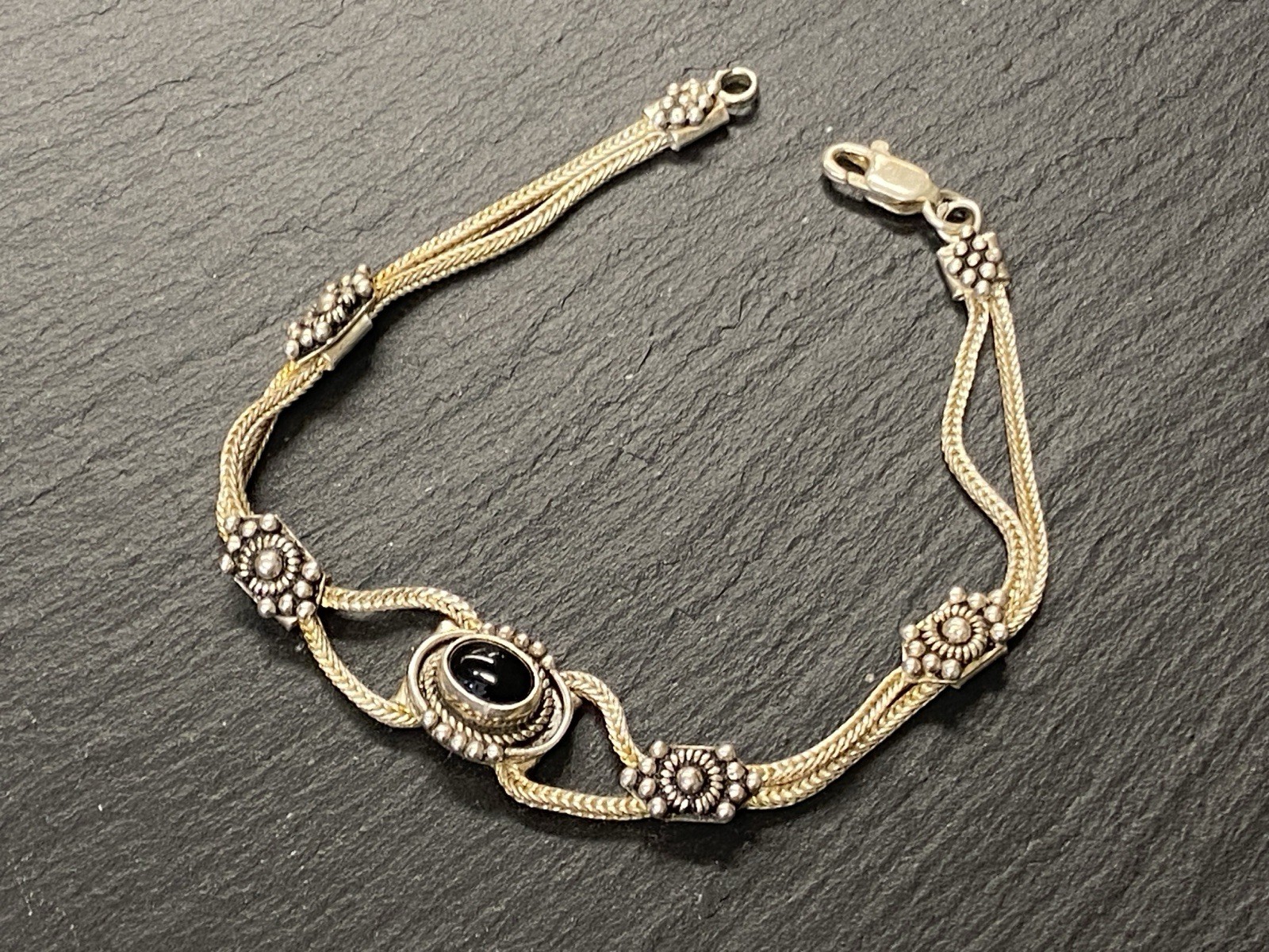 ARMBAND ONYX 925 STERLING SILBER FILIGRANES DEKOR – Bild 3