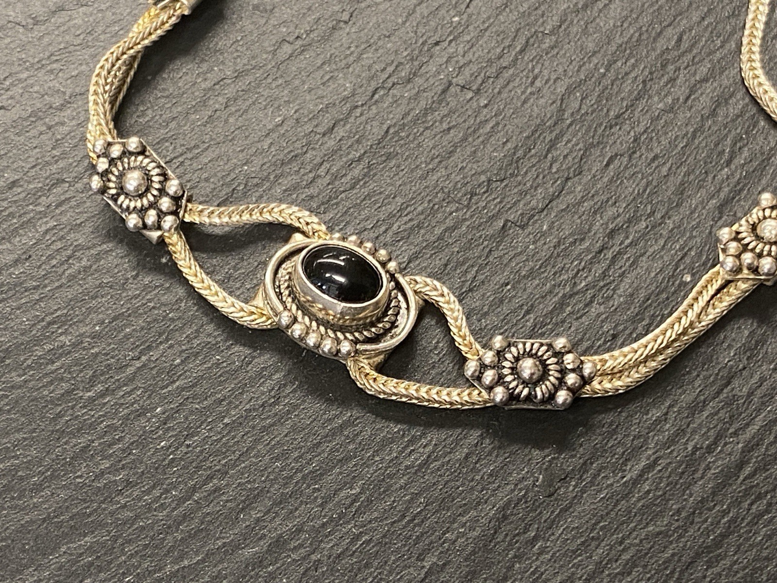 ARMBAND ONYX 925 STERLING SILBER FILIGRANES DEKOR