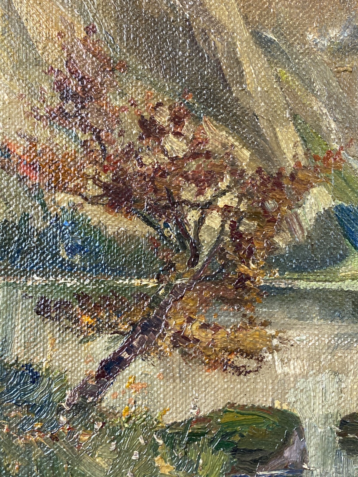 ÖLGEMÄLDE LANDSCHAFT SEE VOR GEBIRGE GEMÄLDE SIGNIERT W. RÖSCH – Bild 4