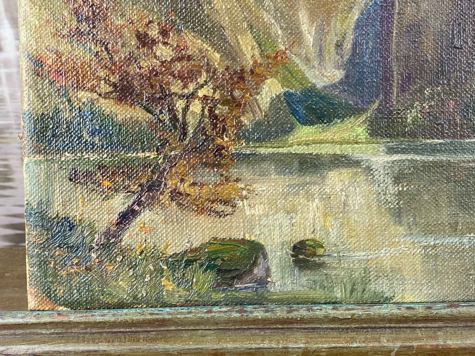 ÖLGEMÄLDE LANDSCHAFT SEE VOR GEBIRGE GEMÄLDE SIGNIERT W. RÖSCH – Bild 9