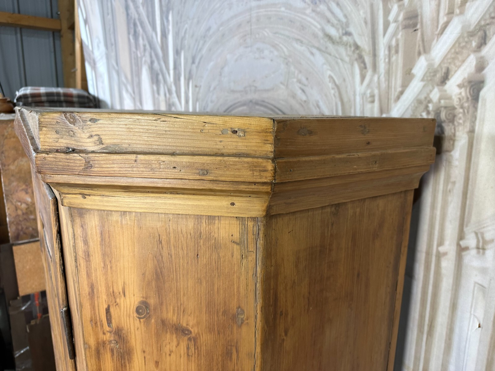 ANTIKER BAUERNSCHRANK SCHRANK 19 TES JHDT HOLZ MASSIV ABGEFASST KLEIDERSCHRANK – Bild 6