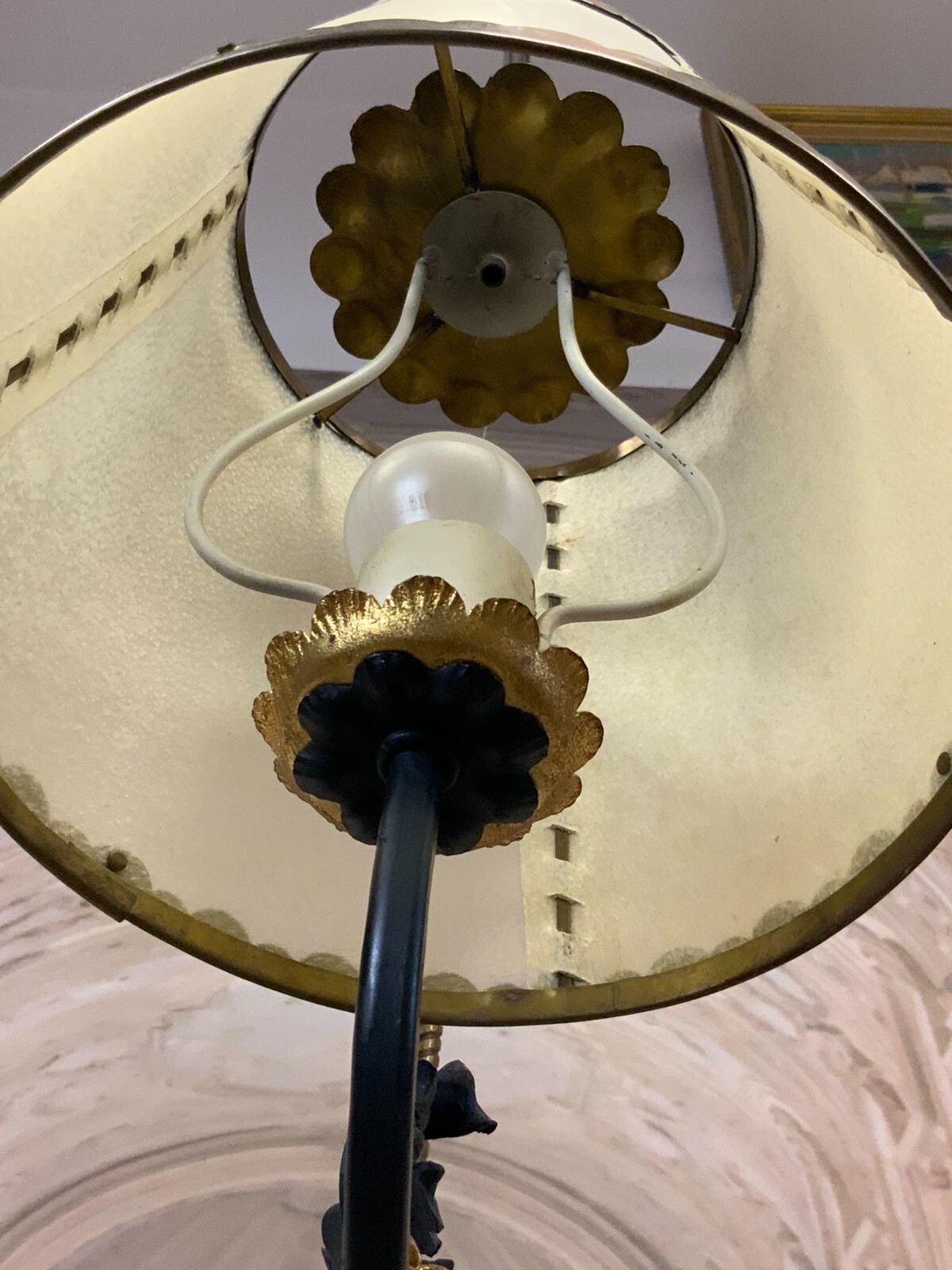 VINTAGE STEHLAMPE AUS EISEN UND MESSING MAXIMALE HÖHE 200cm – Bild 8