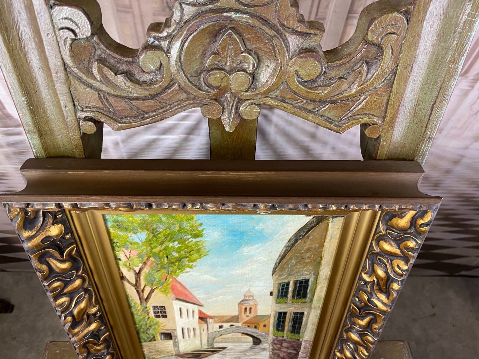 ÖLGEMÄLDE STADT ANSICHT KANAL MIT HÄUSERN GEMÄLDE GERAHMT – Bild 12