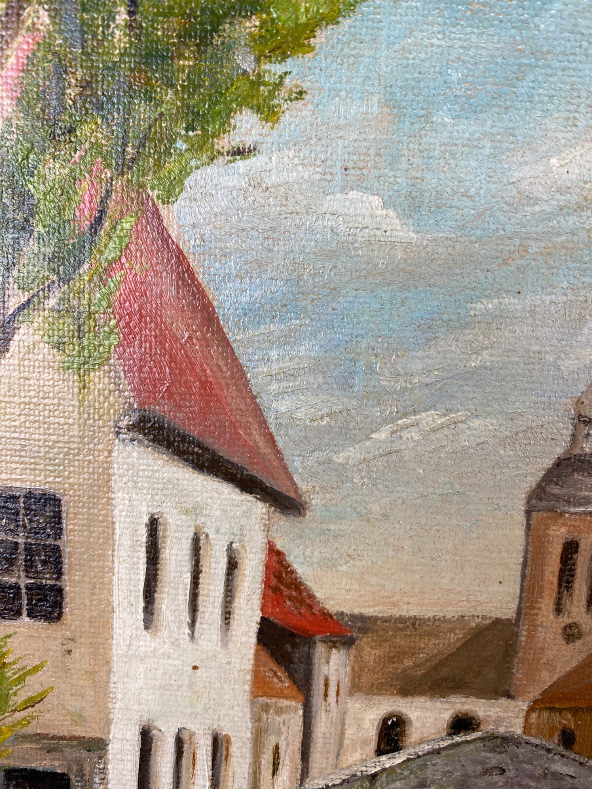 ÖLGEMÄLDE STADT ANSICHT KANAL MIT HÄUSERN GEMÄLDE GERAHMT – Bild 5