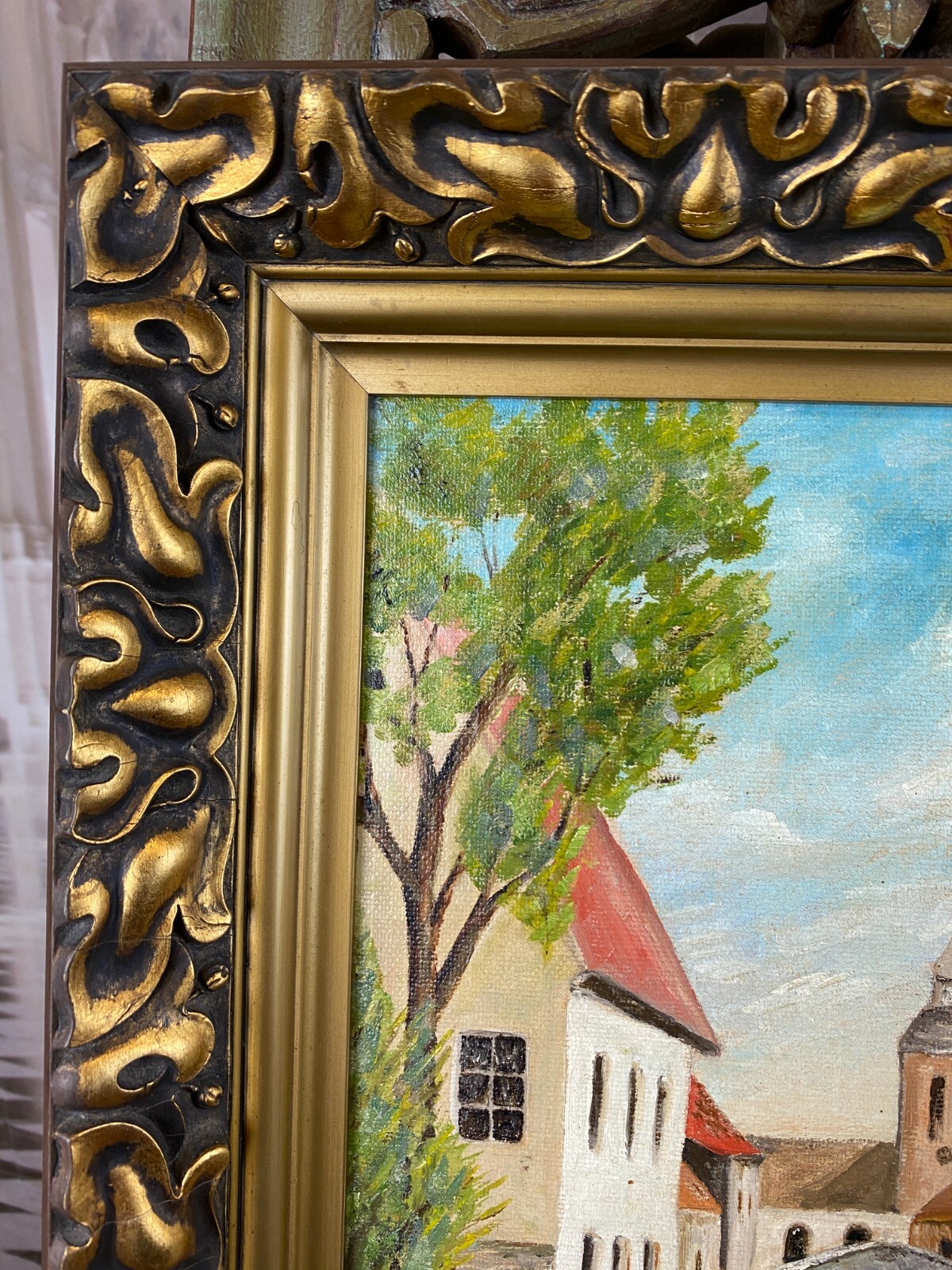 ÖLGEMÄLDE STADT ANSICHT KANAL MIT HÄUSERN GEMÄLDE GERAHMT – Bild 6