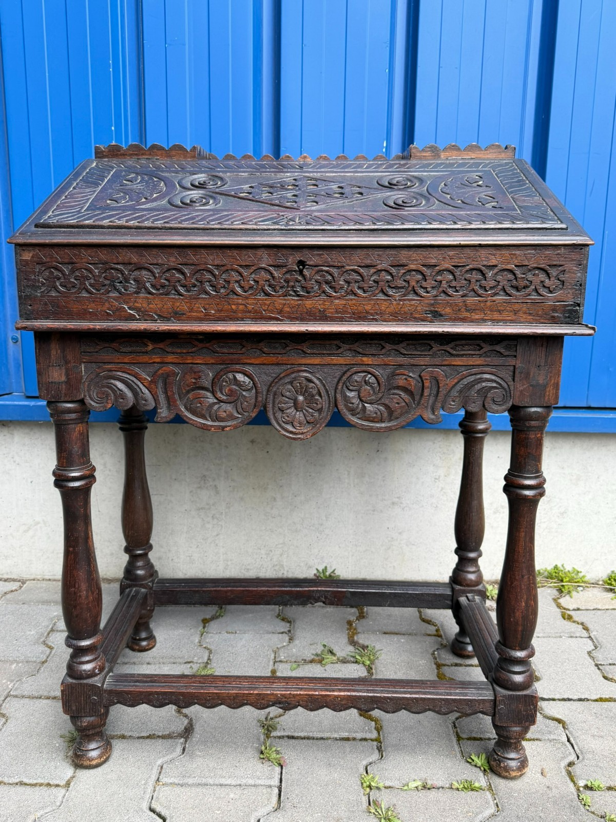 ANTIKER ENGLISCHER SEKRETÄR 18 TES JHDT VOLL GESCHNITZT
