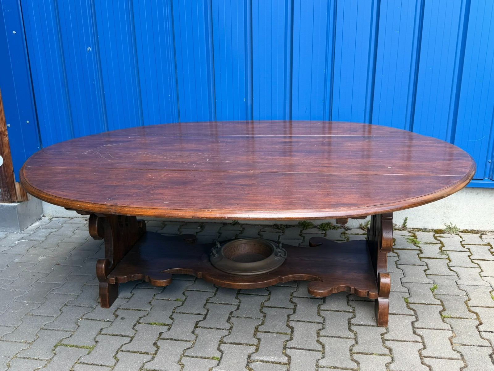 MASSIVER VINTAGE ESSTISCH AUS EICHE FRANKREICH KLAPPBARE SEITENTEILE