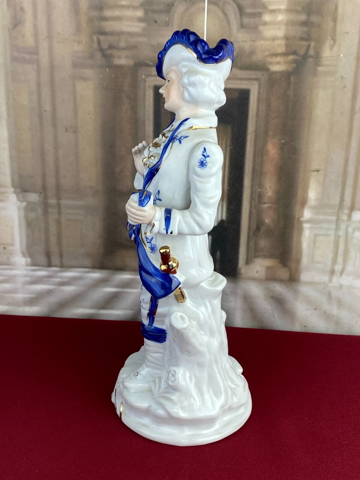 FIGUR AUS PORZELLAN TEILS HANDBEMALT GALANTER ROKOKO MANN 31cm – Bild 5