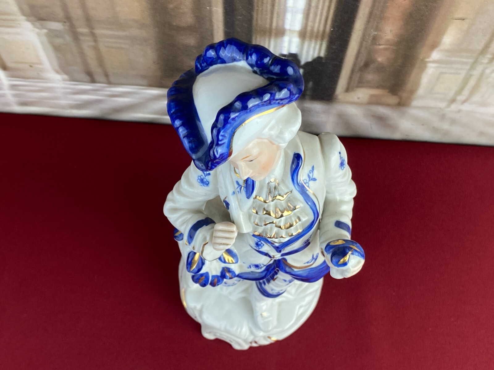 FIGUR AUS PORZELLAN TEILS HANDBEMALT GALANTER ROKOKO MANN 31cm – Bild 6