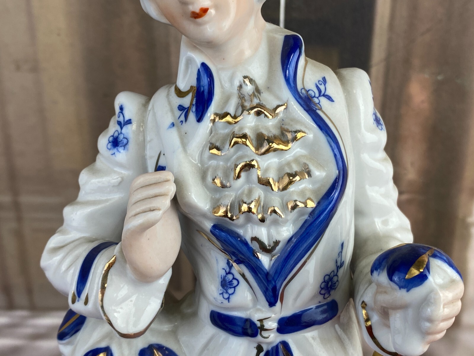 FIGUR AUS PORZELLAN TEILS HANDBEMALT GALANTER ROKOKO MANN 31cm – Bild 9