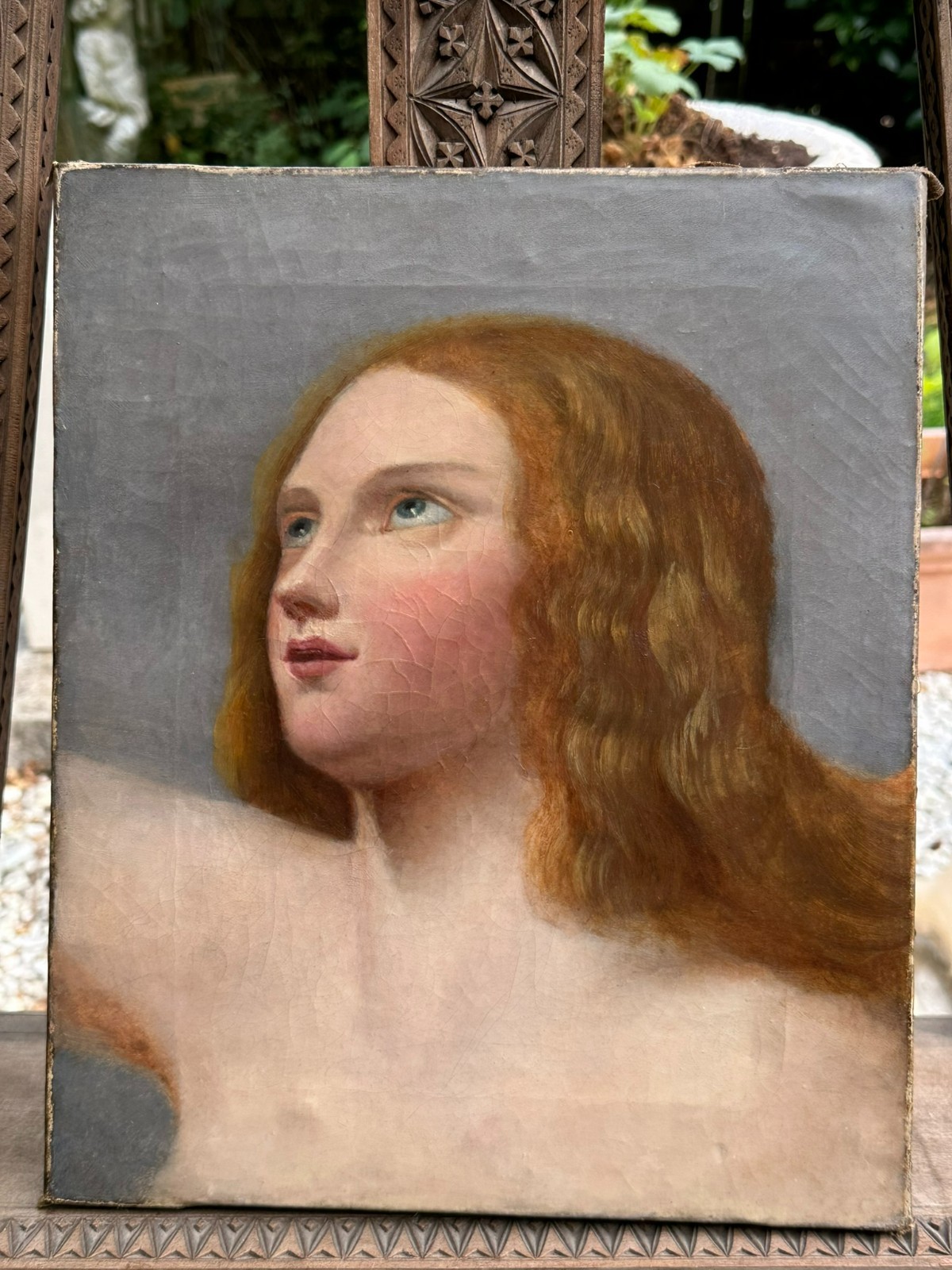 ANTIKES ÖLGEMÄLDE BIEDERMEIER GEMÄLDE PORTRAIT EINER JUNGEN FRAU 19 TES JHDT – Bild 3