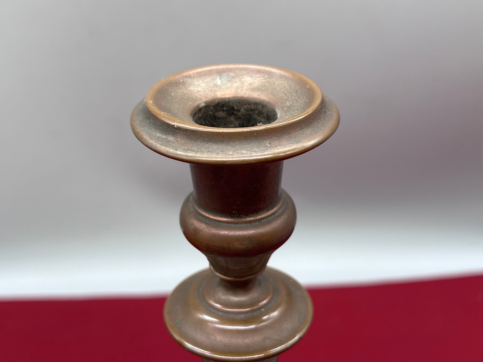 PAAR ANTIKE KERZENLEUCHTER JUGENDSTIL KUPFER MIT KERAMIK HANDBEMALT – Bild 15