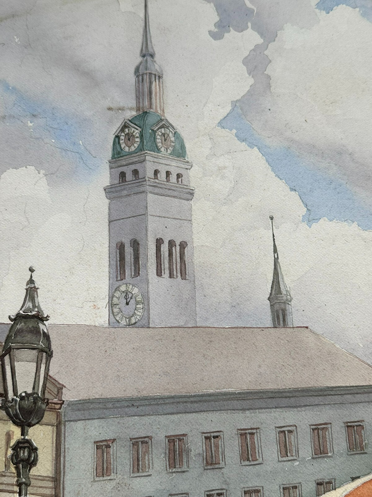 HANS SCHÜTZ GROSSES AQUARELL AUF PAPIER SIGNIERT MENSCHEN AM MARKT – Bild 6