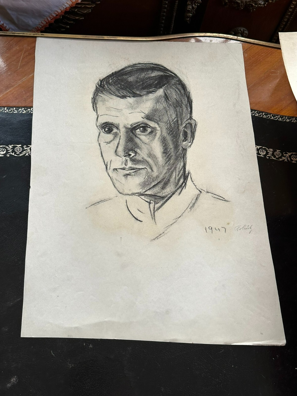 3x ANTIKE ZEICHNUNG AUF PAPIER STUDIE PORTRAIT MANN HANS SCHÜTZ – Bild 12