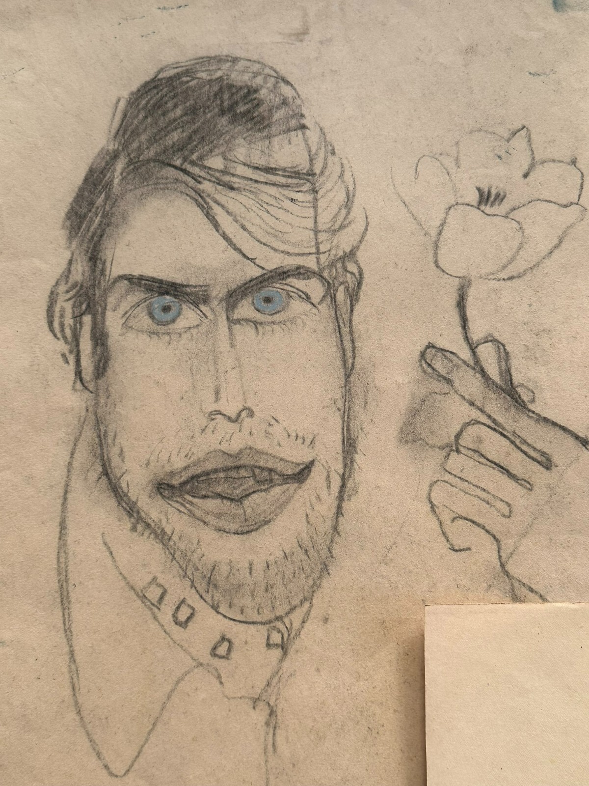 3x ANTIKE ZEICHNUNG AUF PAPIER STUDIE PORTRAIT MANN HANS SCHÜTZ – Bild 3