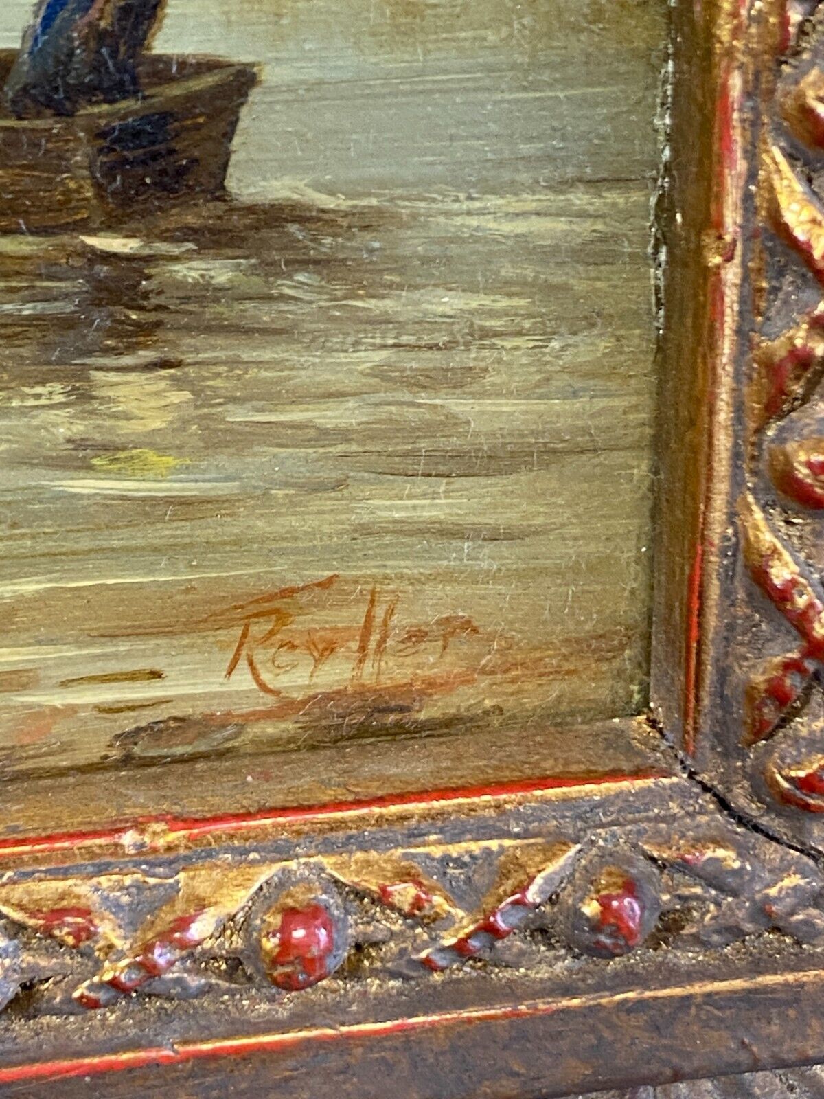 ÖLGEMÄLDE CHIEMSEE LANDSCHAFT MIT PERSONEN IM BOOT SIGNIERT RAHMEN – Bild 11