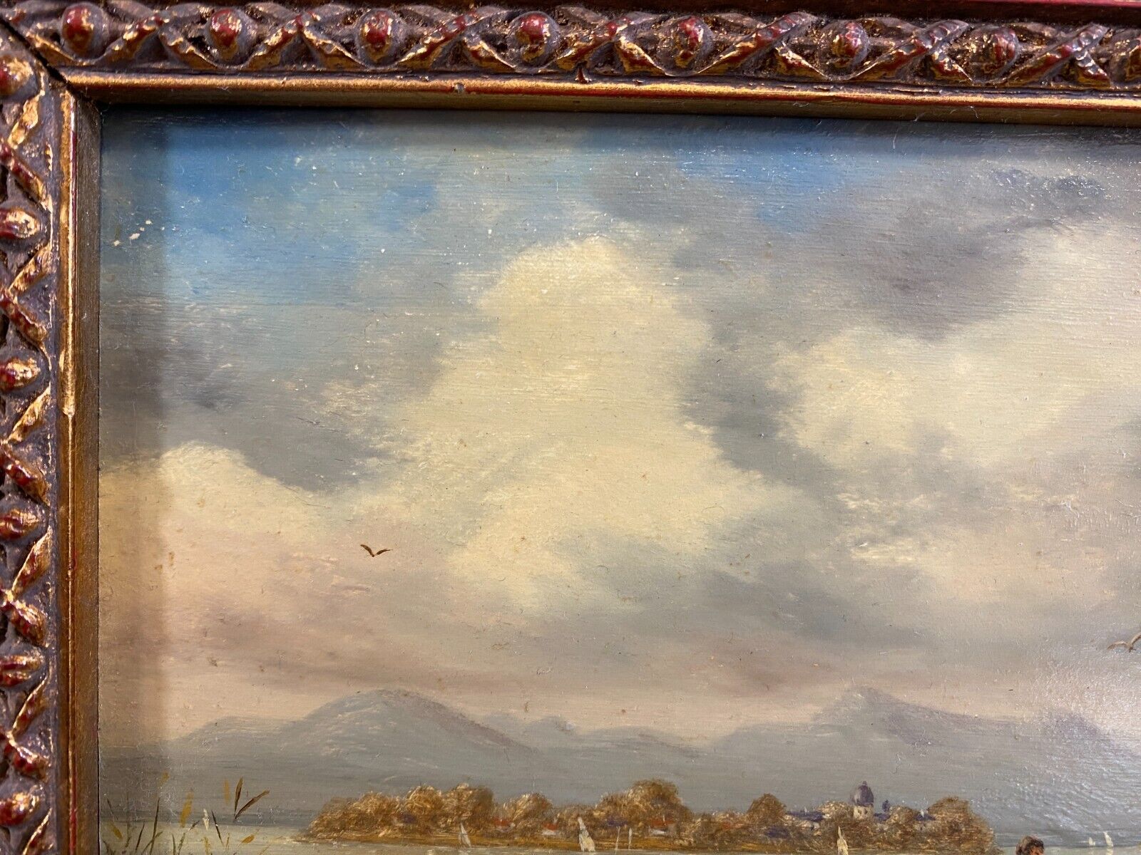 ÖLGEMÄLDE CHIEMSEE LANDSCHAFT MIT PERSONEN IM BOOT SIGNIERT RAHMEN – Bild 4