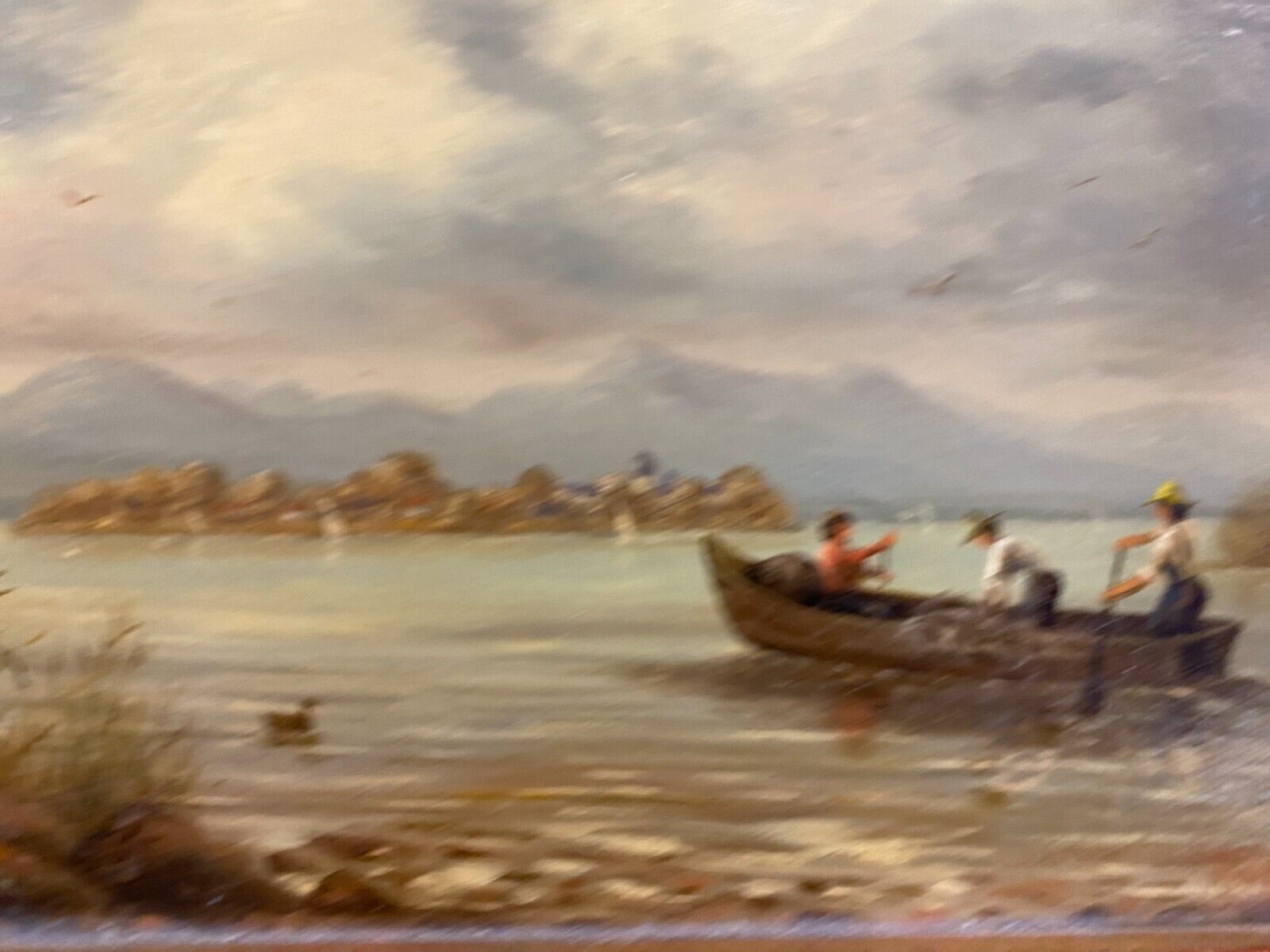 ÖLGEMÄLDE CHIEMSEE LANDSCHAFT MIT PERSONEN IM BOOT SIGNIERT RAHMEN – Bild 5