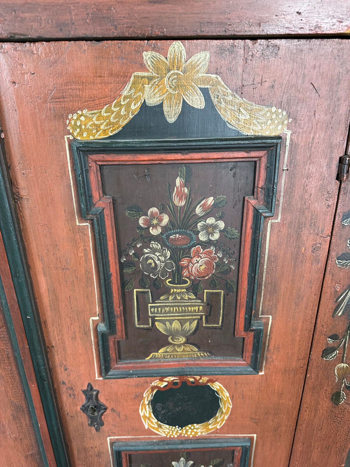 ANTIKER TÖLZER BAUERNSCHRANK SCHRANK FRÜHES 19 TES JHDT HANDBEMALT NUR 149cm – Bild 11