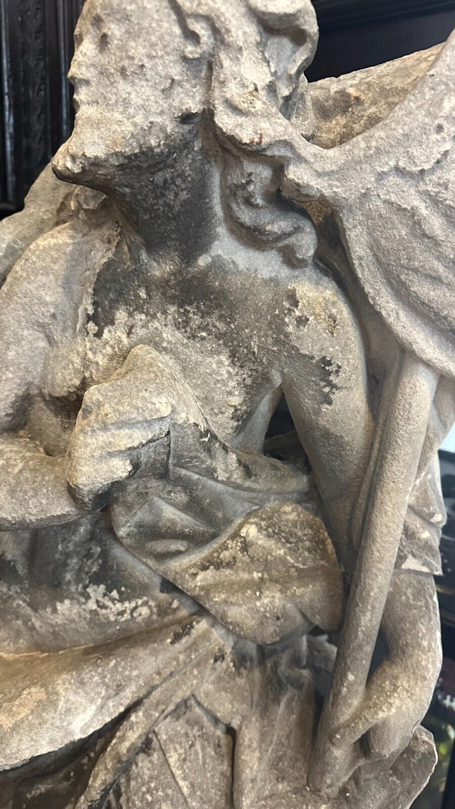BAROCK HEILIGENFIGUR AUS SANDSTEIN 18 TES JHDT HEILIGER MIT UMHANG 111cm – Bild 15