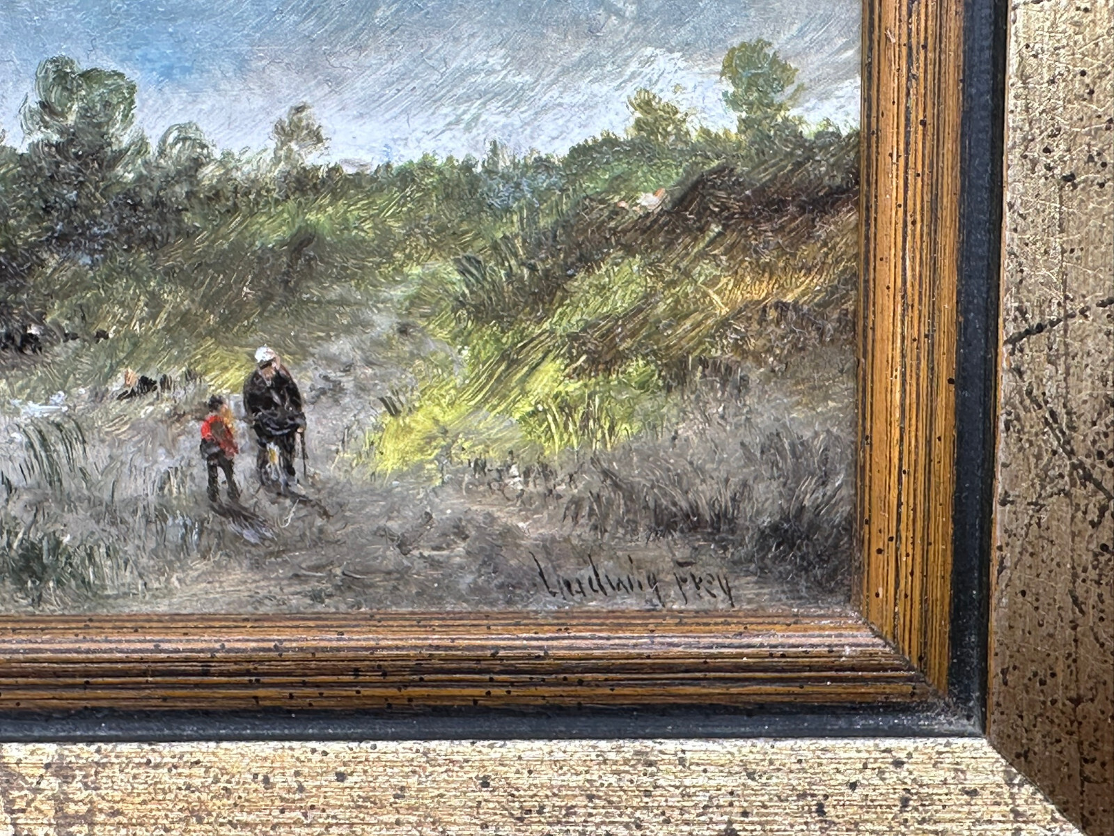 ÖLGEMÄLDE PRUNKRAHMEN PERSONEN AM SEE LANDSCHAFT IM OSTALGÄU LUDWIG FREY – Bild 6